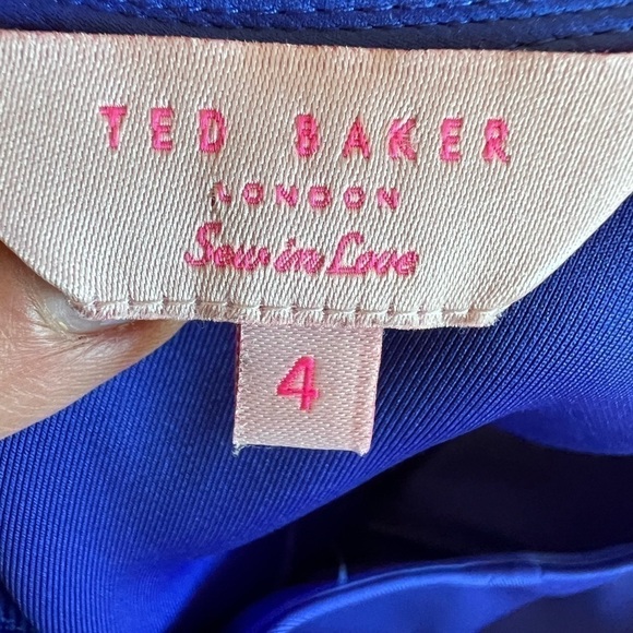 Ted BAKER LONDON royal blue scuba sleeveless skater dress size 4 or US large - Picture 4 of 13